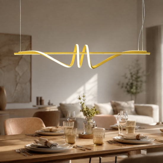 Lampadario led 54w cct 3000k 6000k dimmerabile con telecomando lineare a sospensione gialla