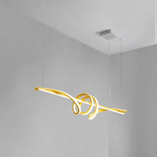 Lampadario led 54w cct 3000k 6000k dimmerabile con telecomando lineare a sospensione gialla