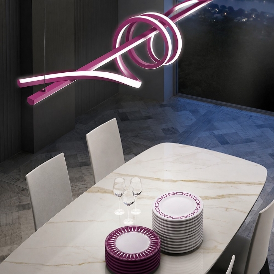 Lampadario led 54w cct 3000k 6000k dimmerabile con telecomando moderno a sospensione magenta