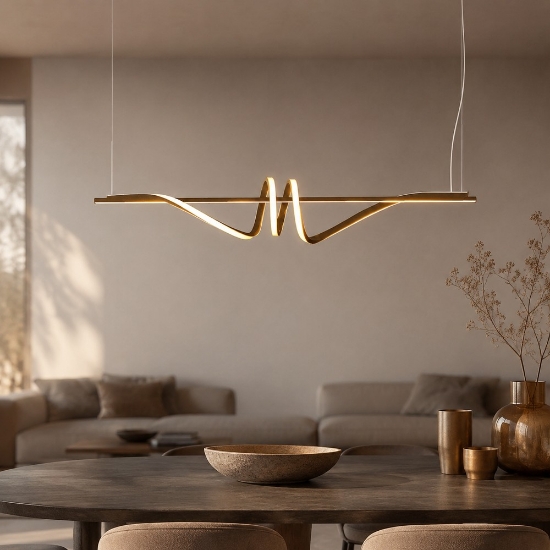 Lampadario a sospensione led 54w cct 3000k 6000k dimmerabile con telecomando oro opaco