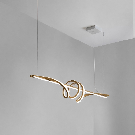 Lampadario a sospensione led 54w cct 3000k 6000k dimmerabile con telecomando oro opaco