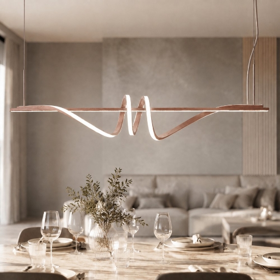 Lampadario led 54w cct 3000k 6000k con telecomando moderno a sospensione oro rosato