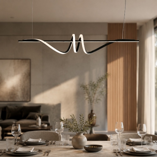 Lampadario per soggiorno moderno nero a sospensione led 54w cct 3000k 6000k con telecomando
