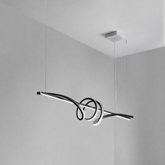 Lampadario per soggiorno moderno nero a sospensione led 54w cct 3000k 6000k con telecomando