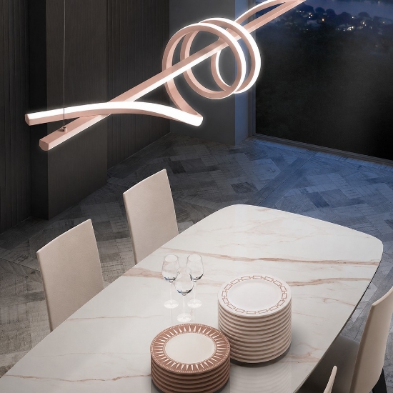Lampadario a sospensione lineare moderno pesca led 54w cct 3000k 6000k dimmerabile con telecomando