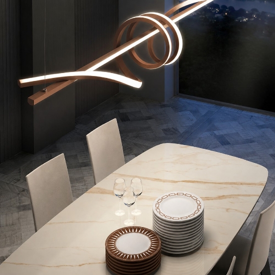 Lampadario led 54w cct 3000k 6000k per soggiorno con telecomando moderno a sospensione ruggine