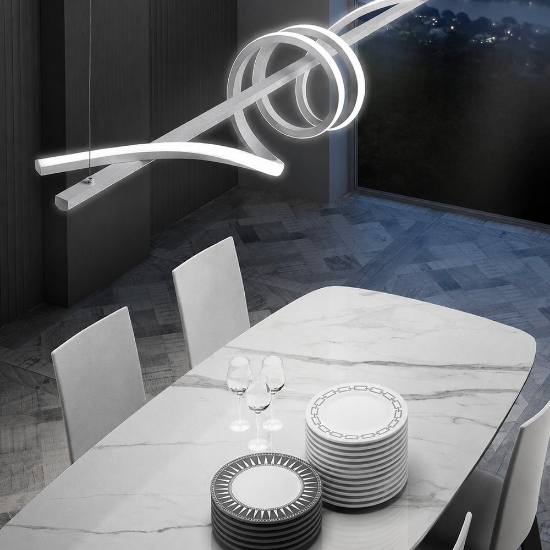 Lampadario a sospensione led 54w cct 3000k 6000k dimmerabile con telecomando grigio perla
