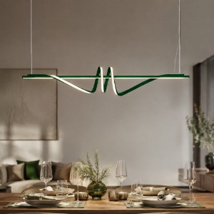 Lampadario a sospensione moderno lineare verde bosco led 54w cct 3000k 6000k dimmerabile con telecomando