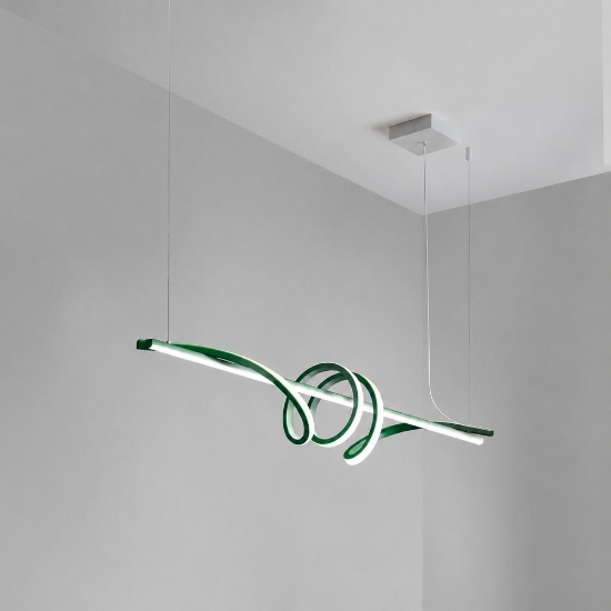 Lampadario a sospensione moderno lineare verde bosco led 54w cct 3000k 6000k dimmerabile con telecomando