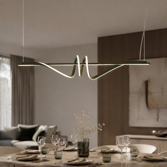 Lampadario led 54w cct 3000k 6000k dimmerabile con telecomando verde oliva