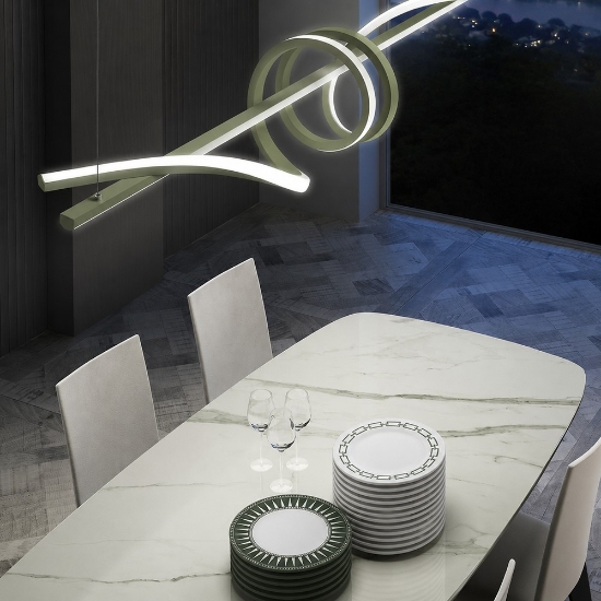 Lampadario led 54w cct 3000k 6000k dimmerabile con telecomando verde oliva