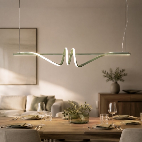 Lampadario a sospensione led 54w cct 3000k 6000k dimmerabile con telecomando verde salvia