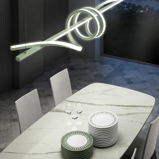 Lampadario a sospensione led 54w cct 3000k 6000k dimmerabile con telecomando verde salvia