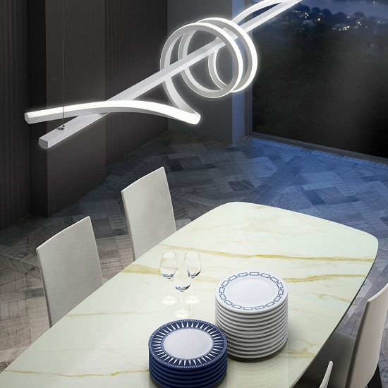 Lampadario a sospensione led 54w cct 3000k 6000k con telecomando moderno bianco per soggiorno