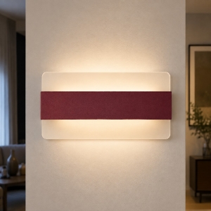 Applique led 16w cct 3000k 4000k da parete moderna bordeaux 26cm