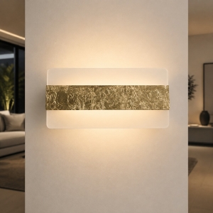 Applique led 16w cct 3000k 4000k moderna da parete foglia oro 26cm