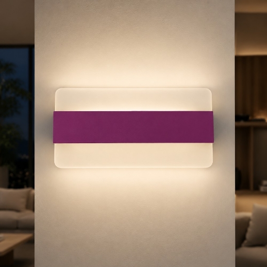 Applique led 16w cct 3000k 4000k moderna da parete magenta