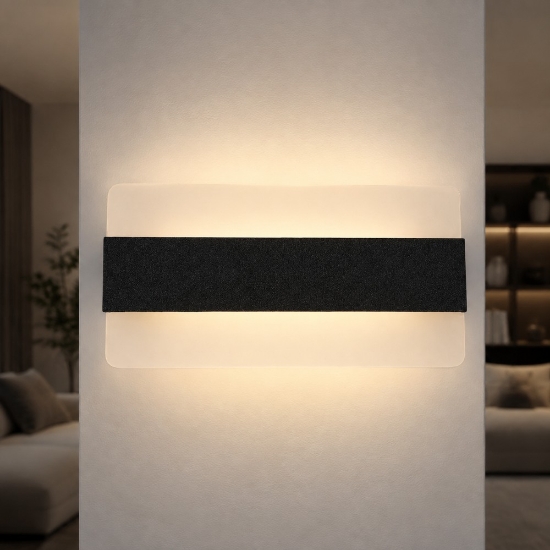 Applique moderna nera da parete led 16w cct 3000k 4000k