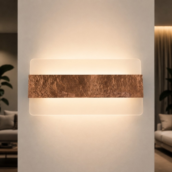 Applique led 16w cct 3000k 4000k da parete moderna foglia rame