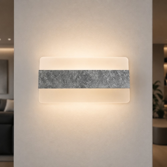 Applique moderna da parete foglia argento led 16w cct 3000k 4000k