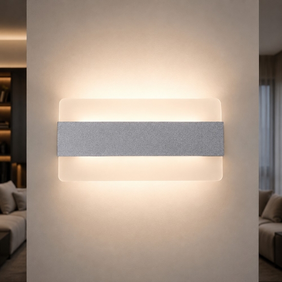 Applique moderna grigio perla per ingresso led 16w cct 3000k 4000k 26cm