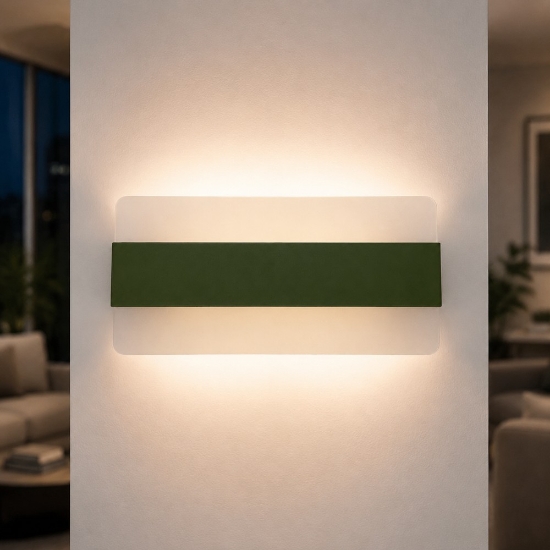 Applique led 16w cct 3000k 4000k 26cm da parete moderna verde oliva