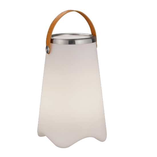 Lampada da tavolo esterno bianca led 3000k ricaricabile cassa bluetooth portabottiglia