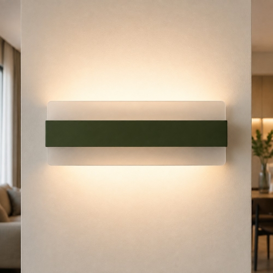 Applique led 30w cct 3000k 4000k 46cm da parete moderna verde oliva