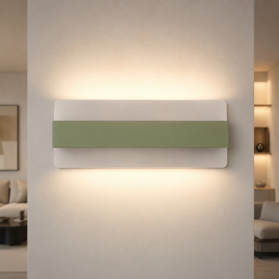 Applique led 30w cct 3000k 4000k 46cm moderna da parete verde salvia