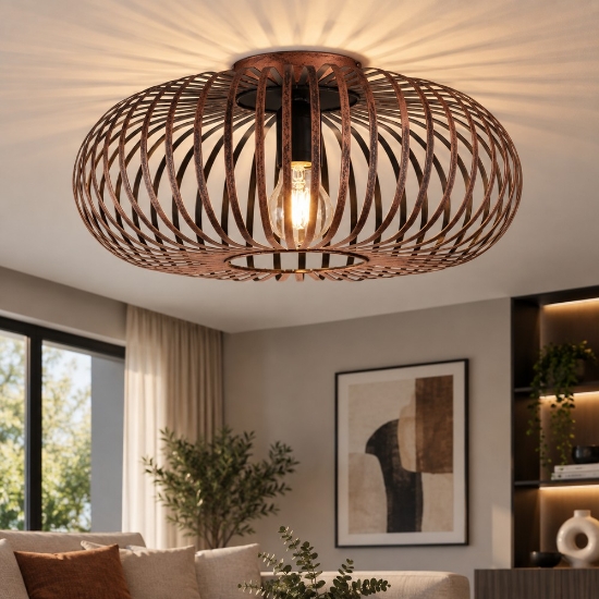 Plafoniera design moderno ellisse rame antico per salotto