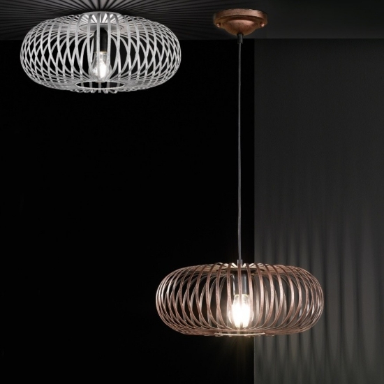 Plafoniera design moderno ellisse rame antico per salotto