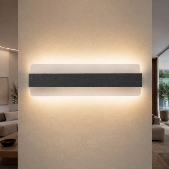 Applique moderna antracite da parete led 30w cct 3000k 4000k 46cm