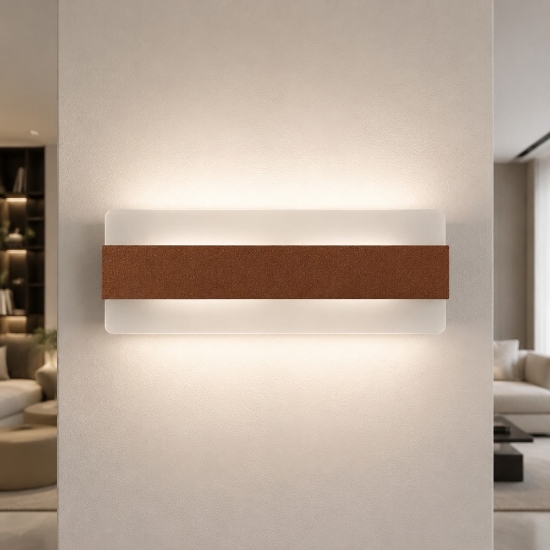 Applique led 30w cct 3000k 4000k moderna da parete rame opaco 46cm