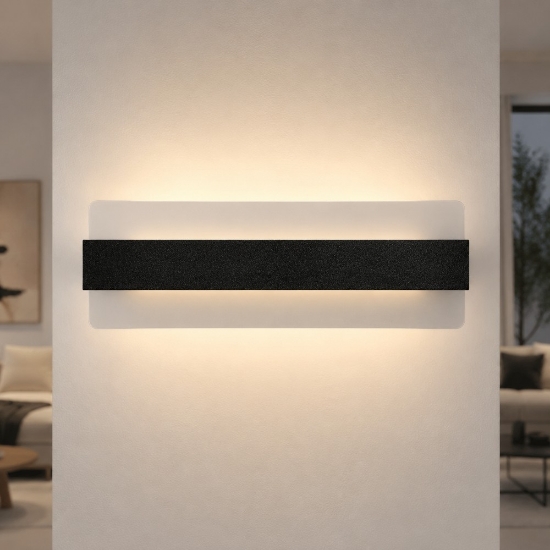 Applique moderna nera da parete led 30w cct 3000k 4000k 46cm