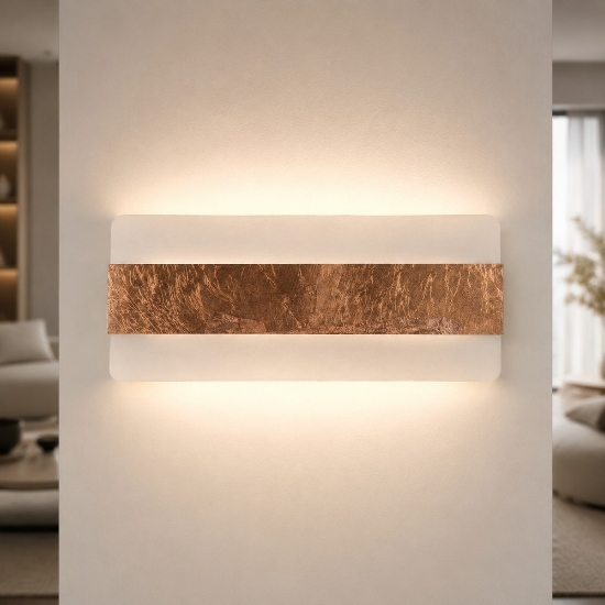 Applique led 30w cct 3000k 4000k da parete moderna foglia rame