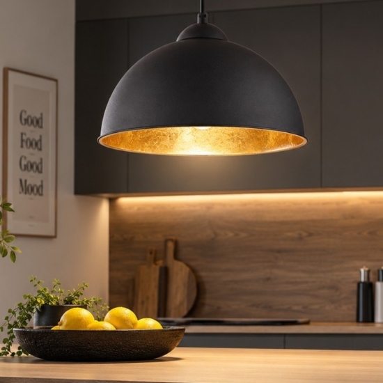 Lampadario per cucina cup nero oro