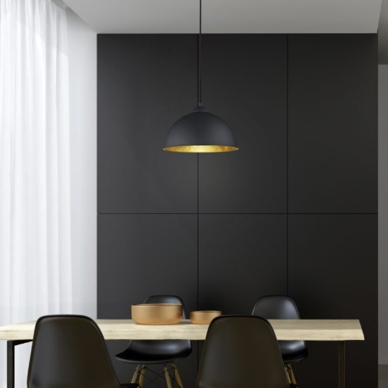 Lampadario per cucina cup nero oro