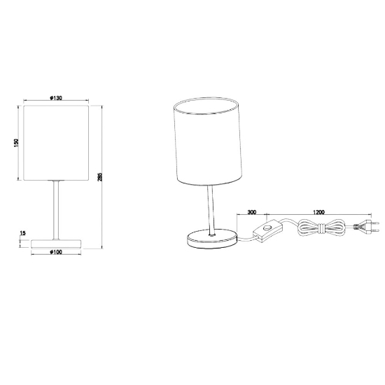 Lampada da tavolo per salotto cromo paralume grigio