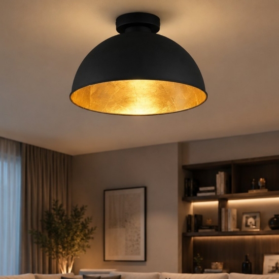 Plafoniera moderno cupola nero oro per soggiorno