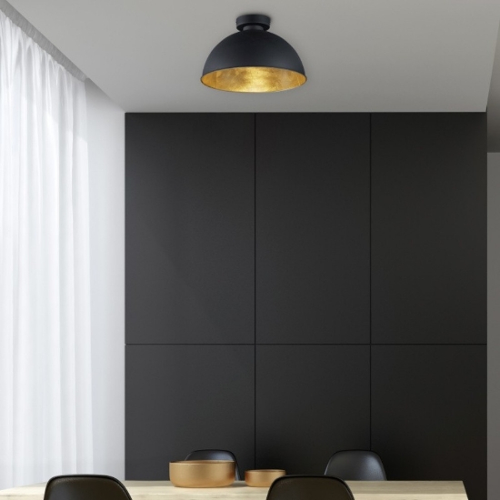 Plafoniera moderno cupola nero oro per soggiorno