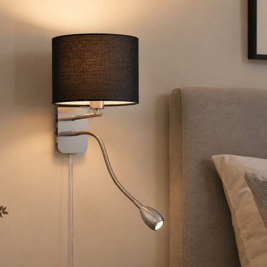 Applique per comodino camera da letto nera