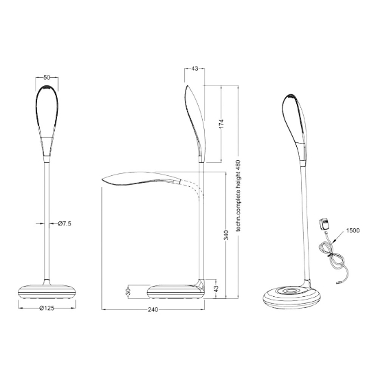 Lampada da scrivania led 3,5w 3000k dimmerabile bianca