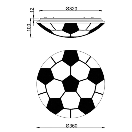 Plafoniera pallone di calcio led 3000k per cameretta