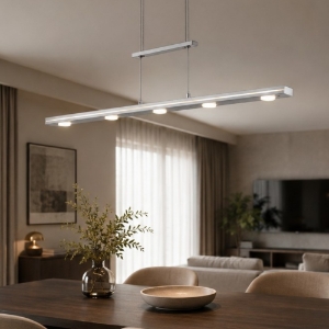 Lampadario per tavolo da pranzo led cct 3000k 5000k 7 luci nichel opaco