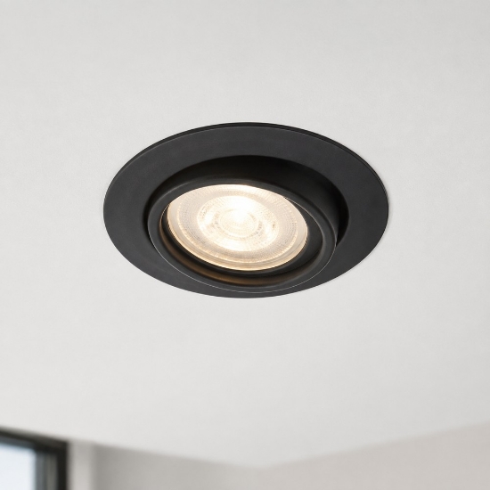 Faretto da incasso per controsoffitto rotondo nero opaco orientabile