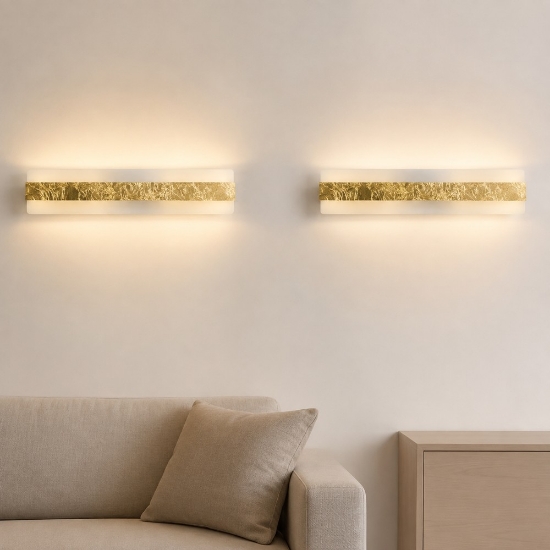 Applique led 43w cct 3000k 4000k moderna da parete foglia oro