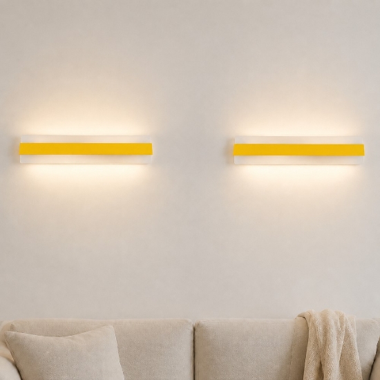 Applique led 43w cct 3000k 4000k 66cm moderna da parete giallo girasole