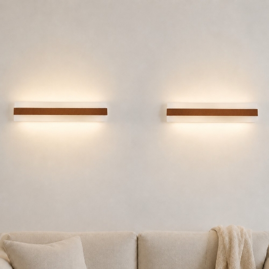 Applique led 43w cct 3000k 4000k moderna da parete rame opaco 66cm