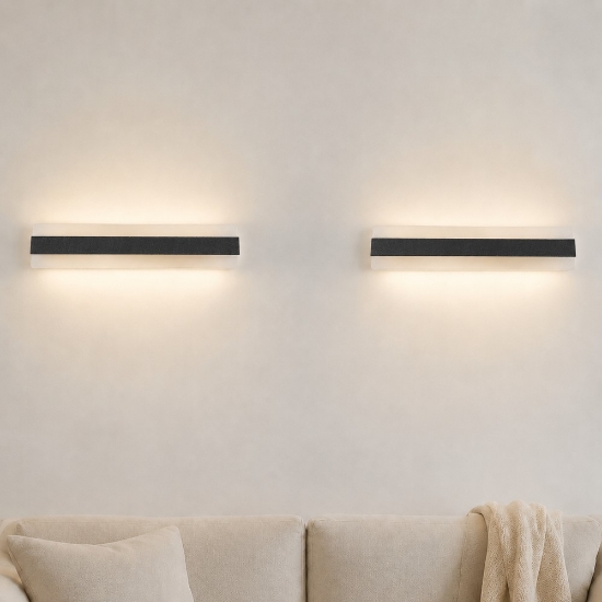 Applique moderna nera da parete led 43w cct 3000k 4000k 66cm