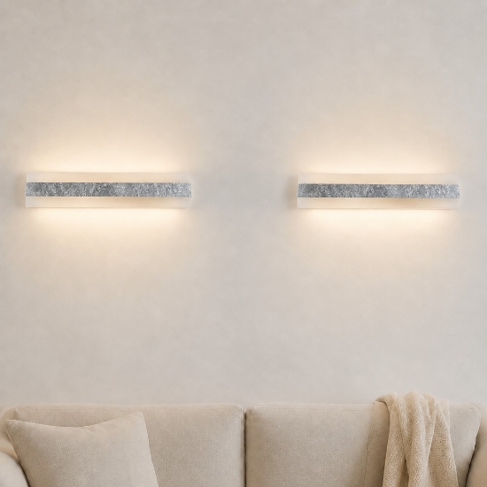 Applique moderna da parete foglia argento led 43w cct 3000k 4000k 66cm